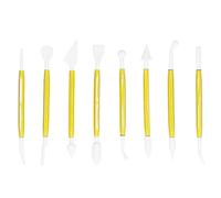 8PCS Cuchillo para tallar Herramienta para manualidades para hornear Herramienta para esculpir fondant Bolígrafos de decoración de pasteles de plástico Kit de decoración de (Yellow OPP bag)
