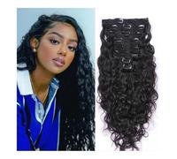 8Pcs Deep Wave Curly Clip in Human Hair Extensions Natural Brazilian Double Weft Full Head Hair Extensions Easy Installation and Removal(8inches)
