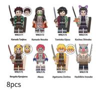 8pcs Demon Slayer Anime Kamado Tanjirou Kamado Nezuko Agatsuma Zenitsu Hashibira Inosuke Minifigure Assembled Mini Building Block Action Figures Toy
