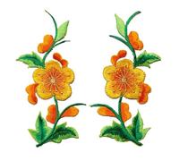 8PCS Flowers Leaves Roses Sew Iron On Patches Embroidered Badges For Clothes DIY Appliques Craft Decoration(Yellow)