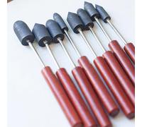 8pcs Graphite Reamer Set, Glass Hole Expander, with Wood Handle, Anti-Stick Coating, High Temperature Resistance, Conical and Cylindrical Heads, Glass Crafting Shaping Tool, for Glassblowers