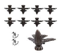 8PCS Jewelry Box Feet, Antique Brass Cabinet Legs Retro Design Wood Case Legs Chest Storage Box Feet Leg Corner Protector