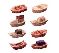 8pcs Jiangnan Styles Barcos En Miniatura Conjuntos De Resinas Figuras Adornos para Agregar del Sur De China A Sus Decoraciones Espaciales Peces Pescado