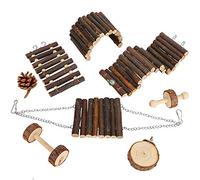 8PCS Juego de Juguetes de Escalera de Madera para Mascotas pequeñas, Pet Hamster Squirrel Chinchilla Playing Platform Chewing Playing Toy Cage Supplies Accesorios