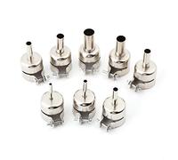 8PCS Kits de Boquillas de Pistola de Calor Redondas de Acero Inoxidable de Pistola de Aire Caliente Herramientas de Reparación de Estación de Soldadura con Tornillo de Bloqueo
