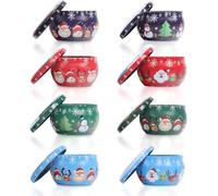 8Pcs Latas Vacías para Velas, Latas para Velas de Navidad, Mini Lata de Metal con Tapa, Envase para Velas, Set de Regalo de Navidad, para Cumpleaños, Día de San Valentín, Día de la Madre