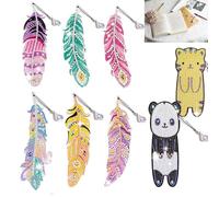 8PCS Marcapáginas Pintura Diamante, Kit de Pintura de Diamantes 5D DIY, Marcapáginas de Cristal en Forma de Pluma DIY para Adultos Niños Principiantes Manualidades Accesorios (A)