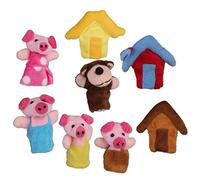 8pcs Marionetas Títeres de Dedos Cuento de Hadas de Tres Cerditos para Canción Infantil