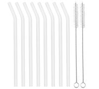 8pcs Pajitas De Cristal Reutilizables Ecológicas,20cm+2Pcs Cepillo De Limpieza Ecológico,Sostenible,Pajitas De Vidrio Para Batido,cóctel,smoothie (curvadas)