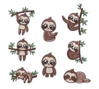 8PCS Parche con Estampado de Perezosos Para Coser o Hacer Tú mismo, Decoración o Reparación, Apliques Bordados Para Ropa, Mochilas, Jeans, Camisetas, Gorras, Zapatos