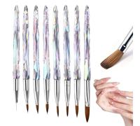 8pcs Pinceles para Uñas, Pincel Acrilico Uñas Set, Kit Uñas Acrilicas Profesional, Tamaños 4/6/8/10/12/14, Incluye 6 Pinceles Gel UV, 1 Pincel Delineador y 1 Pincel de Cristal
