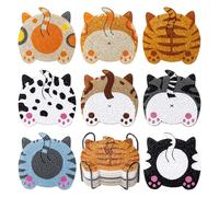 8PCS Posavasos de Pintura de Diamantes con Soporte, Kit DIY Diamond Painting Gatos, Posavasos de Arte Antideslizante, Manualidades para Adultos y Niños, Actividades Creativas y Decoración de Hogar