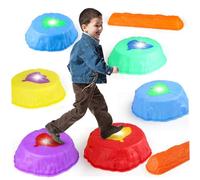 8pcs/Set Kids Stepping Pieds con Haz de Equilibrio, Coloridos Pasos de apilamiento de Abdominales ABS con Luces LED, Equipos de Juego al Aire Libre para niños Juguetes sensoriales