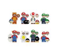 8pcs/set Super Mario Minifigures Assembled Building Blocks Toys Figure Collectible Model Decoration Kids Birthday Gift