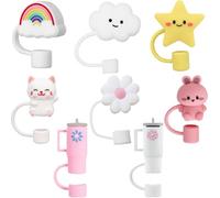 8pcs Tapas de Pajitas para Stanley Cup, 10mm Tapas Reutilizables a Prueba de Polvo de Silicona, para Accesorios Stanley, Vaso de 30 y 40 oz con Mango