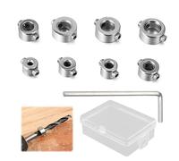 8PCS Topes de Profundidad Brocas, Juego de Topes de Profundidad, Juego de Topes de Profundidad Para Taladro, Control Preciso de La Perforación con Acero Inoxidable y Llave Hexagonal (ID: 3-10mm)