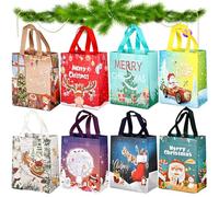 8piezas Bolsas de regalo grandes navideñas,21×12×26cm Navideñas con asa,Reutilizables de fieltro para Navidad,Bolsas de Navidad con asas