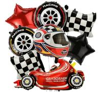 8Piezas Globos de Coche de Carreras, Aluminio Casco de Motocicleta Neumáticos Foil Globos,Decoración Fiesta Monster Trucks para Niños y Niñas, Globos Tema de Carreras