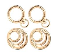 8pzs Mosquetones Redondo de Metal, Incluyendo 2 Clips de Anillo O con Resorte con Anillo D Giratorio Broche Disparador Cierre Llavero para Bolsos Cordón Correas Muñeca para Monedero (Oro)