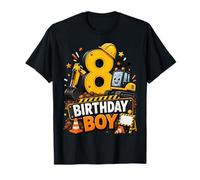 8th Birthday Boy Construction Truck 8 Years Old Party Camiseta