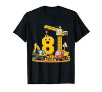 8th Birthday Boy Construction Truck 8 Years Old Party Camiseta
