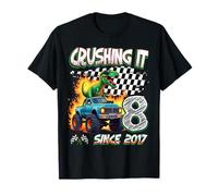 8th Birthday Monster Truck Dinosaur Crushing It Since 2018 Camiseta