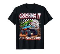 8th Birthday Monster Truck Dinosaur Crushing It Since 2018 Camiseta