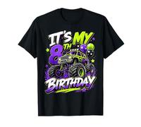 8th Birthday Monster Truck Party 8 Years Old Boys Theme Camiseta