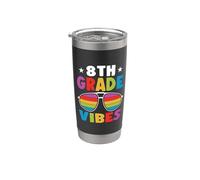 8th Grade Back To School Sunglasses Vibes Retro First Day Vaso térmico de acero inoxidable de doble pared