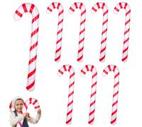 8uds Bastones de Caramelo Inflables Navideños, 88cm Decoraciones de Bastones de Caramelo Navideños Flotadores para Piscina para Decoraciones Navideñas de Interior y Exterior