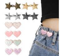 8uds Tensores de Cintura para Pantalones con Forma de Corazón y Estrella, Hebilla de Cintura Ajustable para Pantalones y Faldas con Cintura Demasiado Suelta(Colores Variados)