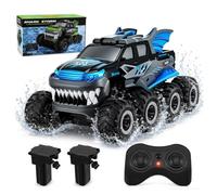 8WD Monster truck teledirigido con 2 baterías de vehículo anfibio RC a | Coche todoterreno todoterreno de 25 km/h, rotación de 360 ° y resistente al agua, para niños, niñas, color azul