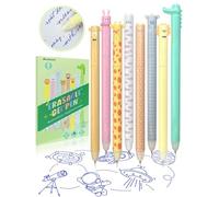 8x Bolígrafos de Gel Borrables Cartoon - 0.7mm Bolígrafos Kawaii Borrables con Animales [Color Tinta: Azul] - Set de Bolis Borrables para Niños, Estudiantes, Escuela y Oficina - Kit de Inicio Escolar