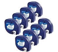 8x Compatible con Dymo Letratag Plastic Cinta 12mm x 4m, Compatible con Dymo Letratag Plastico Cinta de Etiquetas 91201 S0721610 para LT-100h LT-100T LT-110T XR XM QX50, Negro sobre Blanco