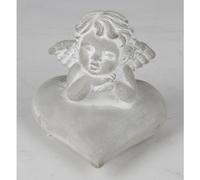 8x Decoración Jardín Ángel Corazón Cemento Gris Grabfigur Estatua Escultura Rush