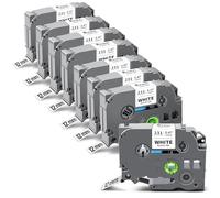 8x Exsun 12mm 0.47 TZe-231 Compatible Etiqueta para Brother TZ TZe231 TZc-231 TZ231 para Brother P-touch PT-H105 PT-H107 PT-D200 D400 PT-1010 PT1000 PT-H100R PT-H108, Negro sobre Blanc
