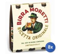 8x Moretti Birra Botella 33 cl Vidrio Transparente 4,6 % vol