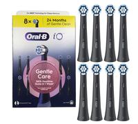 Oral-B - Juego de 8 cepillos de repuesto para gentle care, automáticos, negros, cepillado más suave, apto para encías sensibles, cepillo redondo para cepillos de dientes eléctricos oral B iO