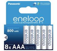 8x Panasonic Eneloop AAA NiMH Recargables 800mAh 1,2V