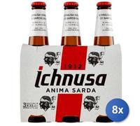 8X Paquete Ichnusa Cerveza Botella 33X3 Vidrio