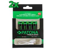 8x PATONA Premium USB-C 4x AA Baterías De Litio 1.5V 3000mWh (2x Paquete De 4)