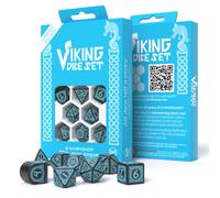 8x Q-Workshop Dados VIKING Negro Turquesa Edición Aniversario 20