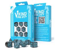 8x Q-Workshop Dados VIKING Negro Turquesa Edición Aniversario 20
