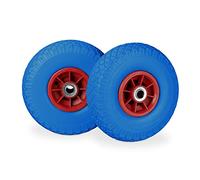 8X Ruedas de Carretilla, Neumáticos de Goma, 3.00-4, Eje de 20mm, hasta 80 kg, 260 x 85 mm, Recambios, Azul y Rojo