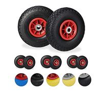 8X Ruedas de Carretilla, Neumáticos de Goma, 3.00-4, Eje de 20mm, hasta 80 kg, 260 x 85 mm, Recambios, Negro y Rojo
