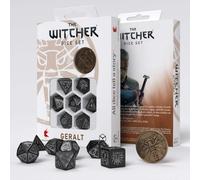 8x Set De Dados The Witcher Geralt Espada Plateada Negra Y Plata Q-Workshop
