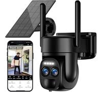 [8X zoom híbrido] 4K 5Dbi cámara vigilancia WiFi exterior inalámbrica solar,360°PTZ Cámara IP Batería,con panel solar,Detección humana AI,visión nocturna color,sirena,audio bidireccional
