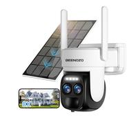 [8X zoom híbrido] 4K cámara vigilancia WiFi exterior inalámbrico solar, 360°PTZ cámara IP batería, con panel solar, detección humana AI, visión nocturna color, sirena, audio bidireccional