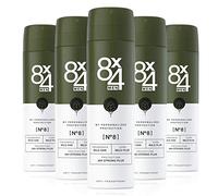 8X4 Desodorante para hombre en spray N°8 Wild Oak (5 x 150 ml), desodorante para hombre con aroma a madera de tierra, protección antitranspirante fiable durante 48 horas para pieles sensibles