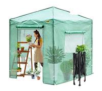 8x6ft 8x1 2 pies Garden al aire libre Walk-in invernadero a prueba de clima con puertas enrollables y marco acero ventanas EDUCACIÓN FÍSICA Portátil herramientas de bricolaje(8x12FT)